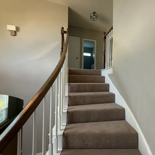 Brown carpet installation custom stair runners in Texas